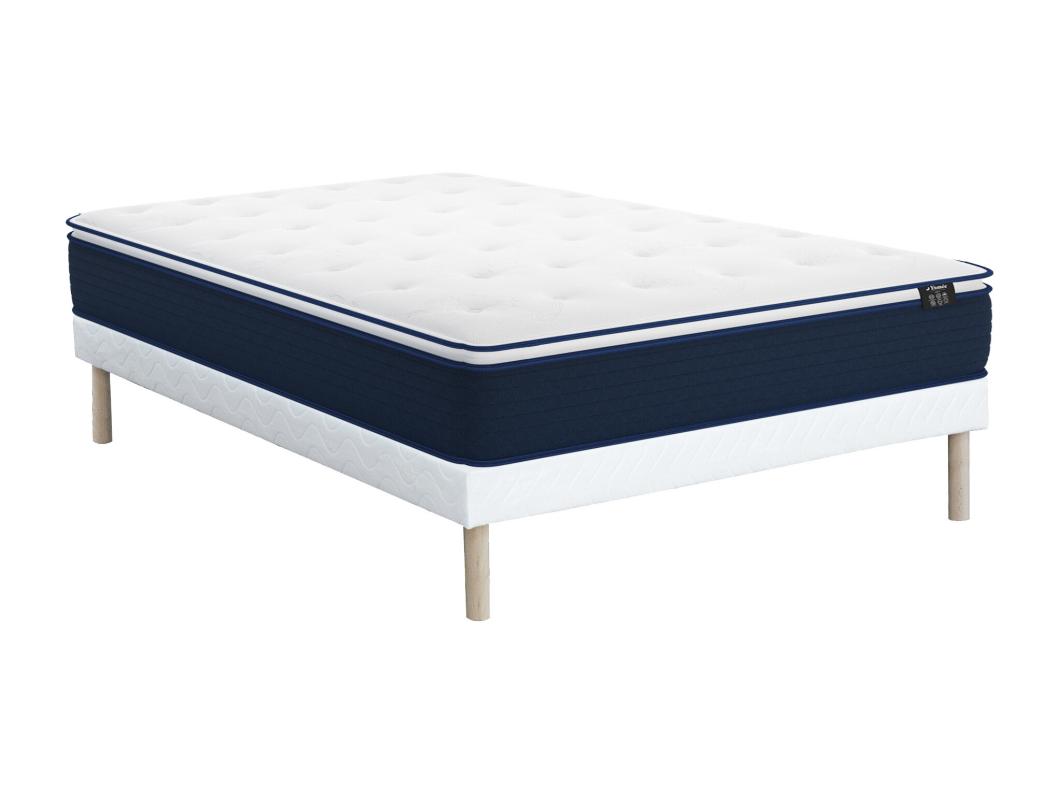 Ensemble 140 x 190 cm sommier + matelas ressorts ensachés et surmatelas intégré ép.24cm - ALTIER de YSMÉE