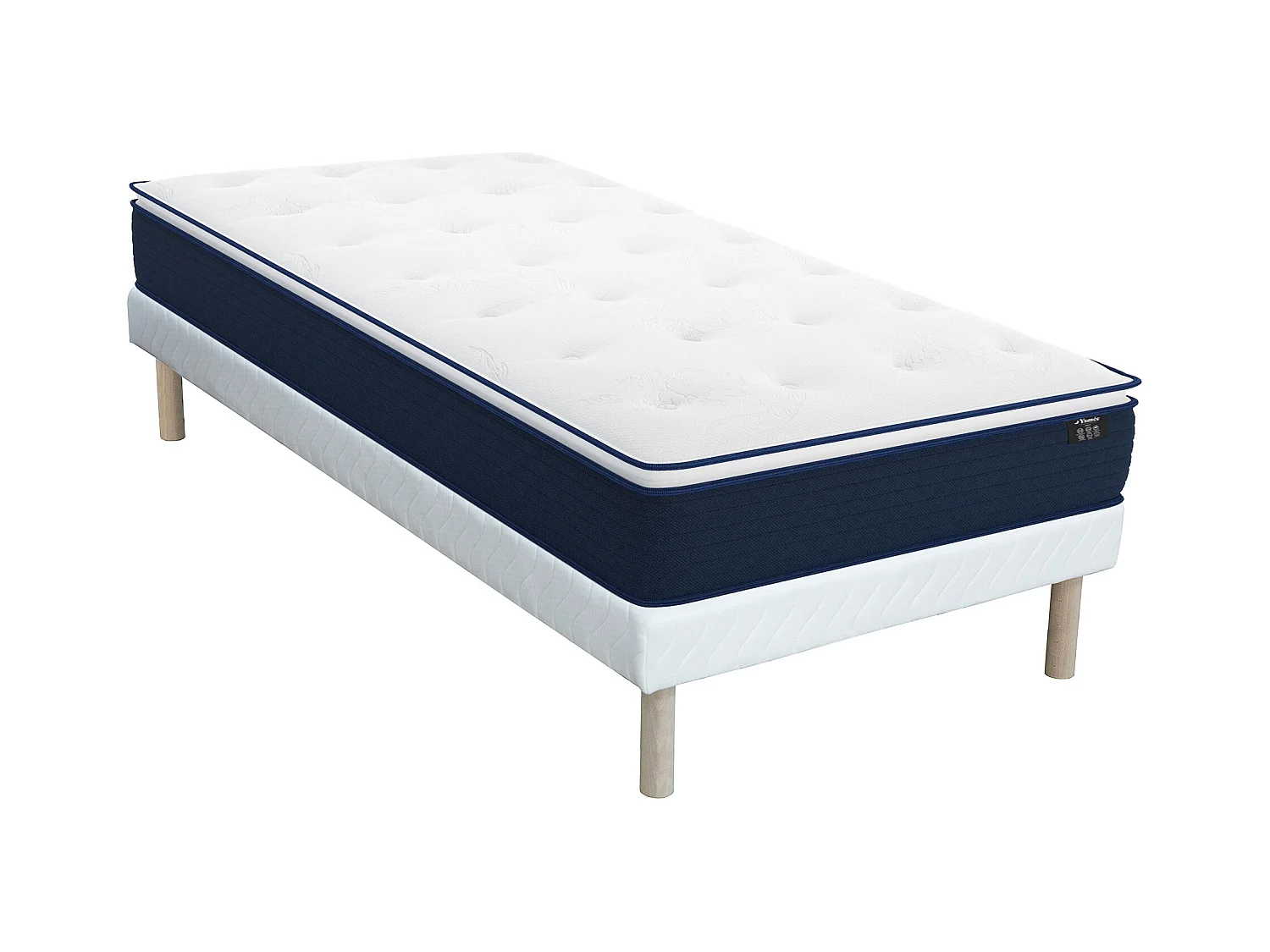 Ensemble 90 x 190 cm sommier + matelas ressorts ensachés et surmatelas intégré ép.24cm - ALTIER de YSMÉE