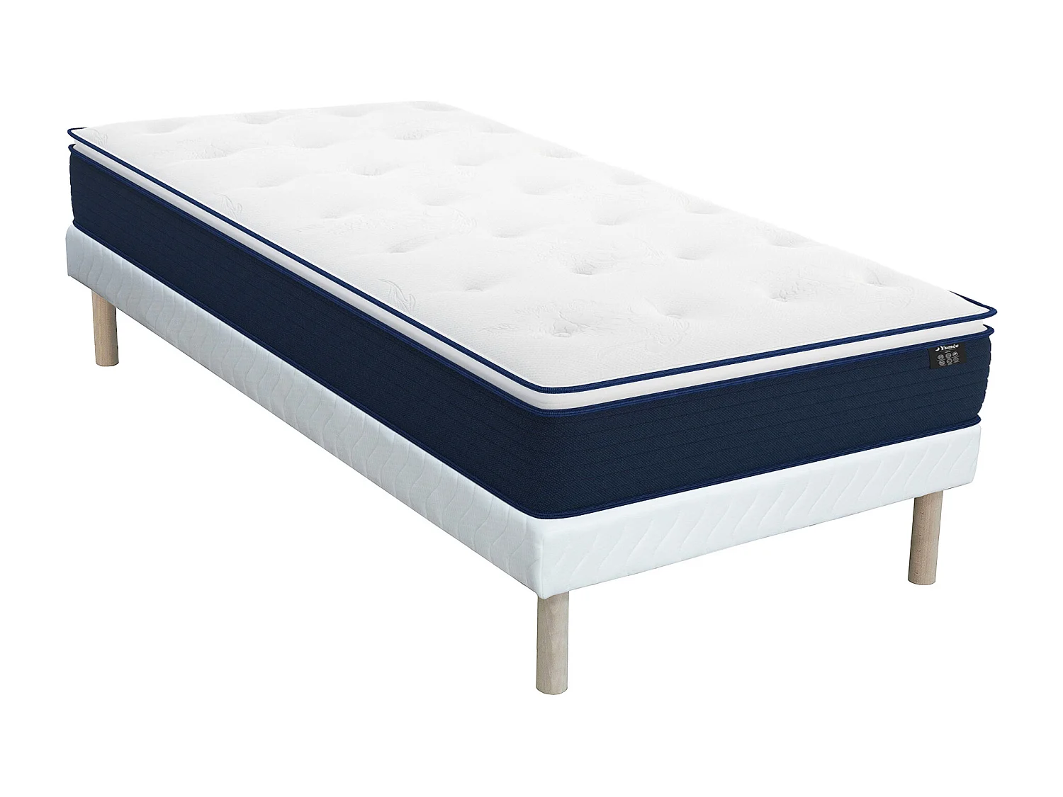 Taschenfederkernmatratze-Bettgestell-Set - 90 x 190 cm - mit integriertem Topper - Stärke 24 cm - ALTIER von YSMÉE