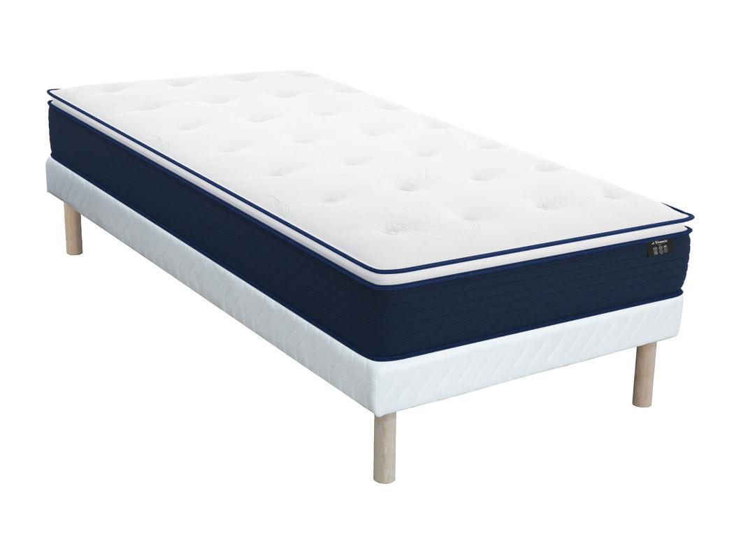 Ensemble 90 x 190 cm sommier + matelas ressorts ensachés et surmatelas intégré ép.24cm - ALTIER de YSMÉE