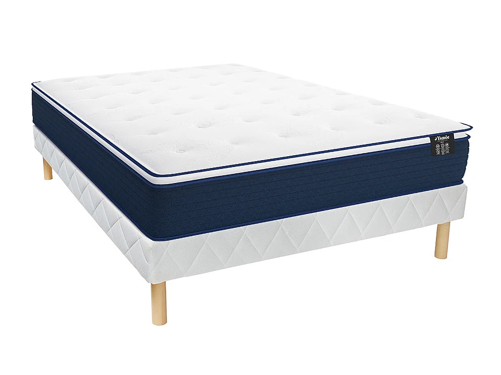 Taschenfederkernmatratze-Bettgestell-Set - 120 x 190 cm - mit integriertem Topper - Stärke 24 cm - ALTIER von YSMÉE