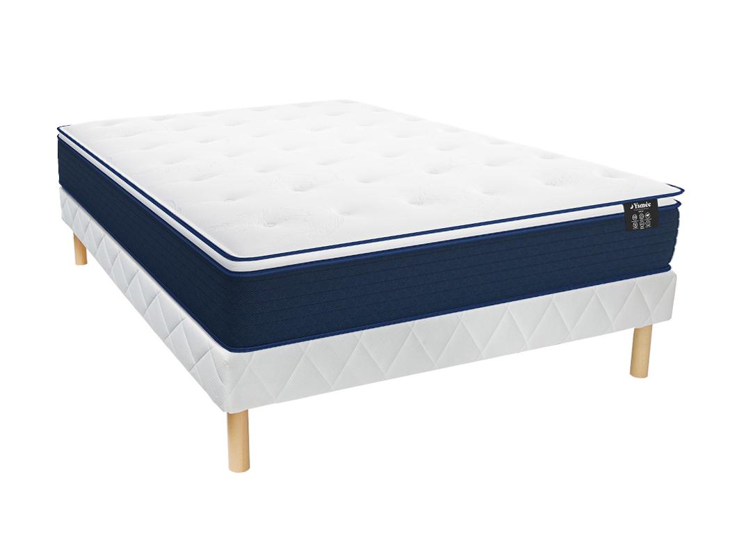 Ensemble 120 x 190 cm sommier + matelas ressorts ensachés et surmatelas intégré ép.24cm - ALTIER de YSMÉE