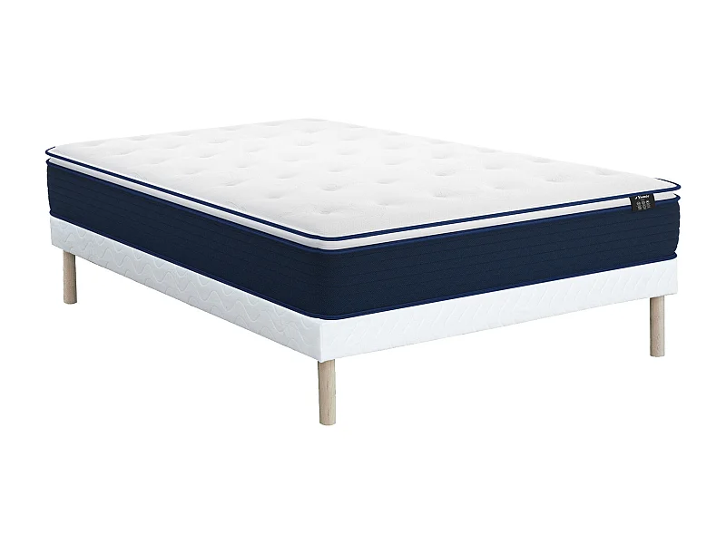 Taschenfederkernmatratze-Bettgestell-Set  - 160 x 200 cm - mit integriertem Topper - Stärke 24 cm - ALTIER von YSMÉE