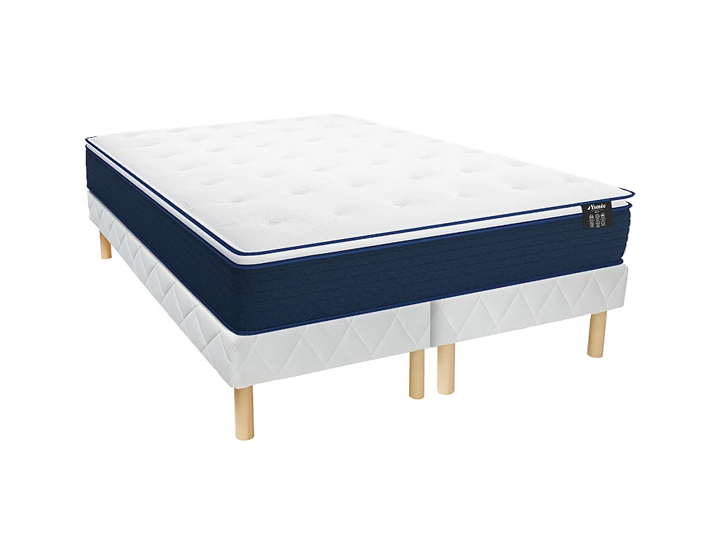 Taschenfederkernmatratze-Bettgestell-Set - 180 x 200 cm - mit integriertem Topper - Stärke 24 cm - ALTIER von YSMÉE