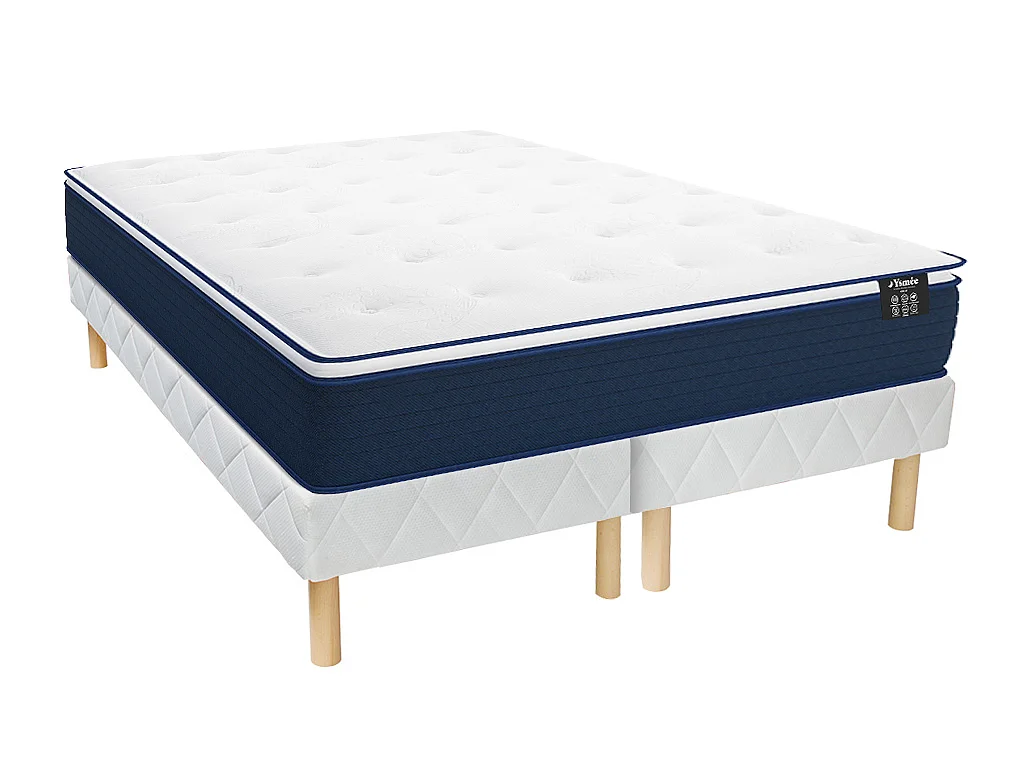 Taschenfederkernmatratze-Bettgestell-Set - 180 x 200 cm - mit integriertem Topper - Stärke 24 cm - ALTIER von YSMÉE