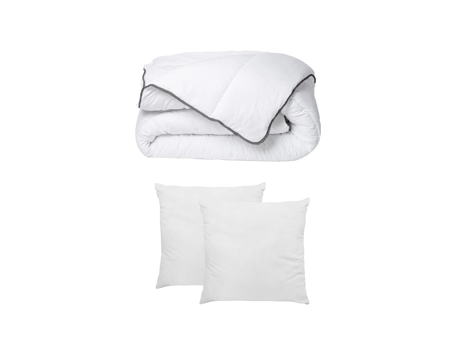 Ensemble literie 160 x 200 cm - sommier coffre blanc + matelas ressorts ensachés + couette + 2 oreillers - PRESTIGE