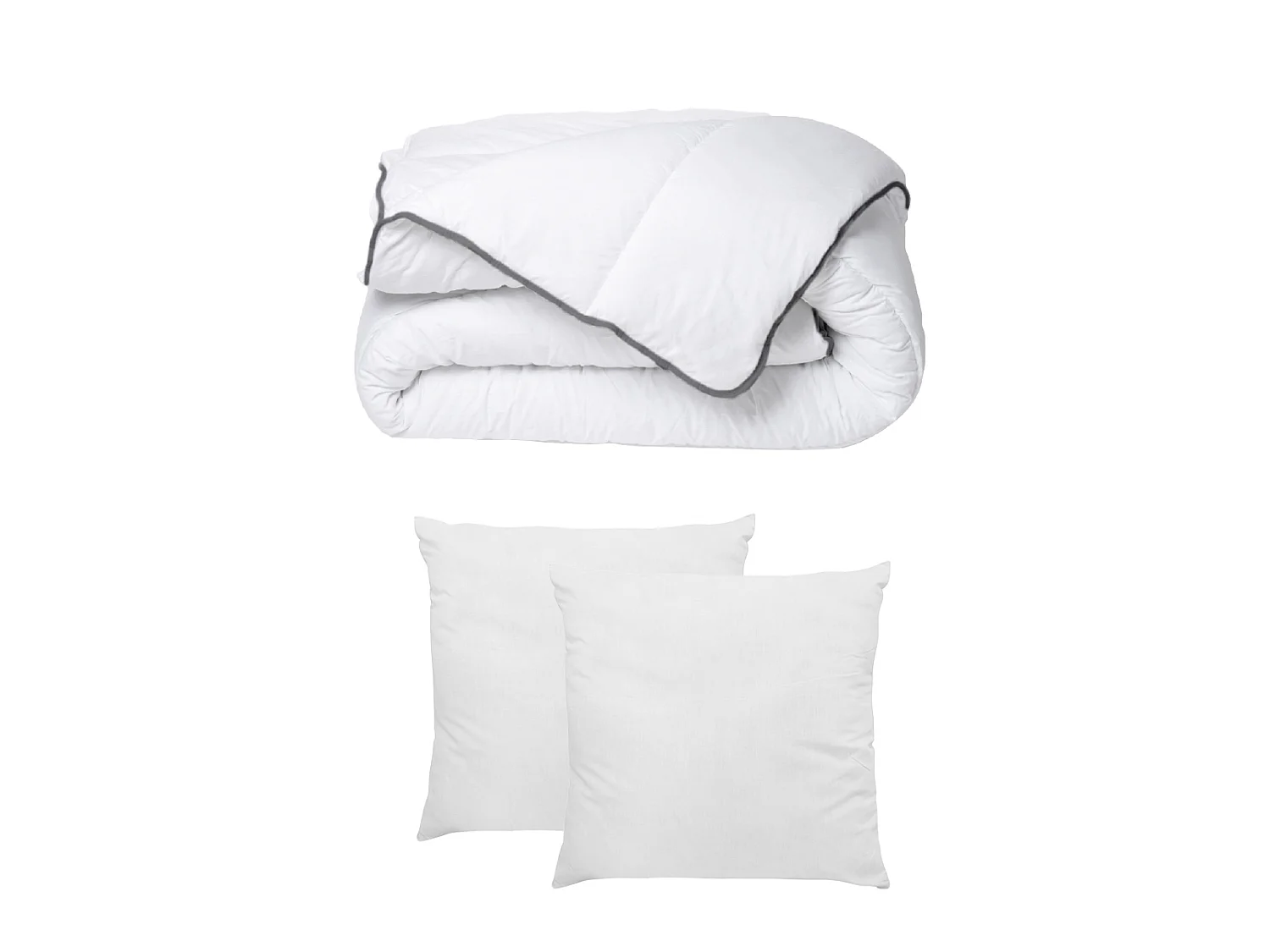 Ensemble literie 160 x 200 cm - sommier coffre blanc + matelas ressorts ensachés + couette + 2 oreillers - PRESTIGE