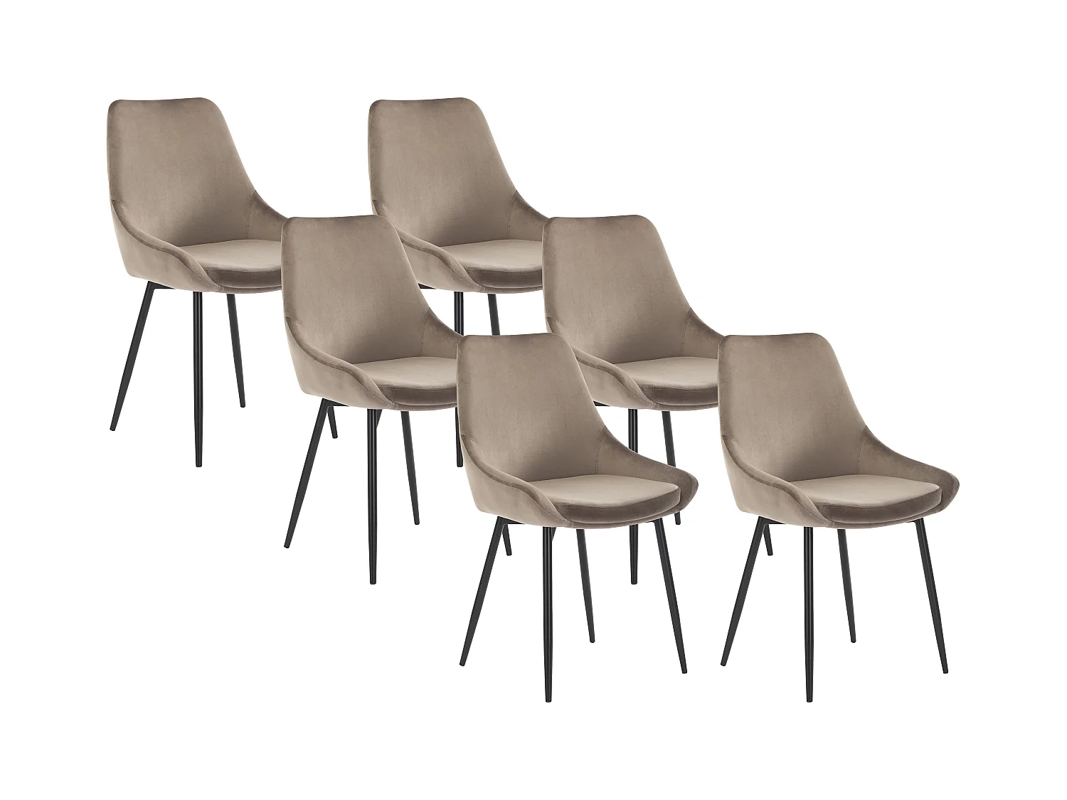 Set van 6 stoelen MASURIE - Fluweel - Taupe