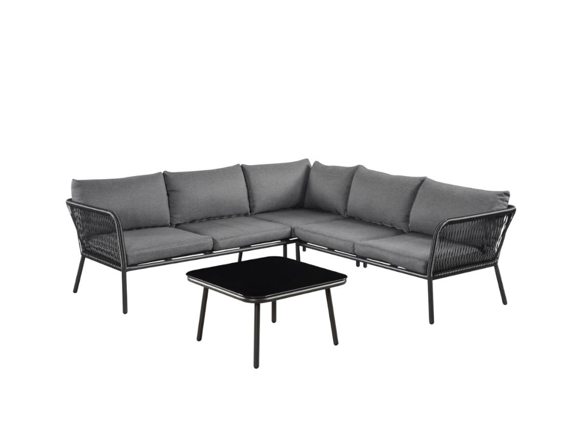 Garten Ecklounge ACCRA aus Aluminium und Bast Ecksofa