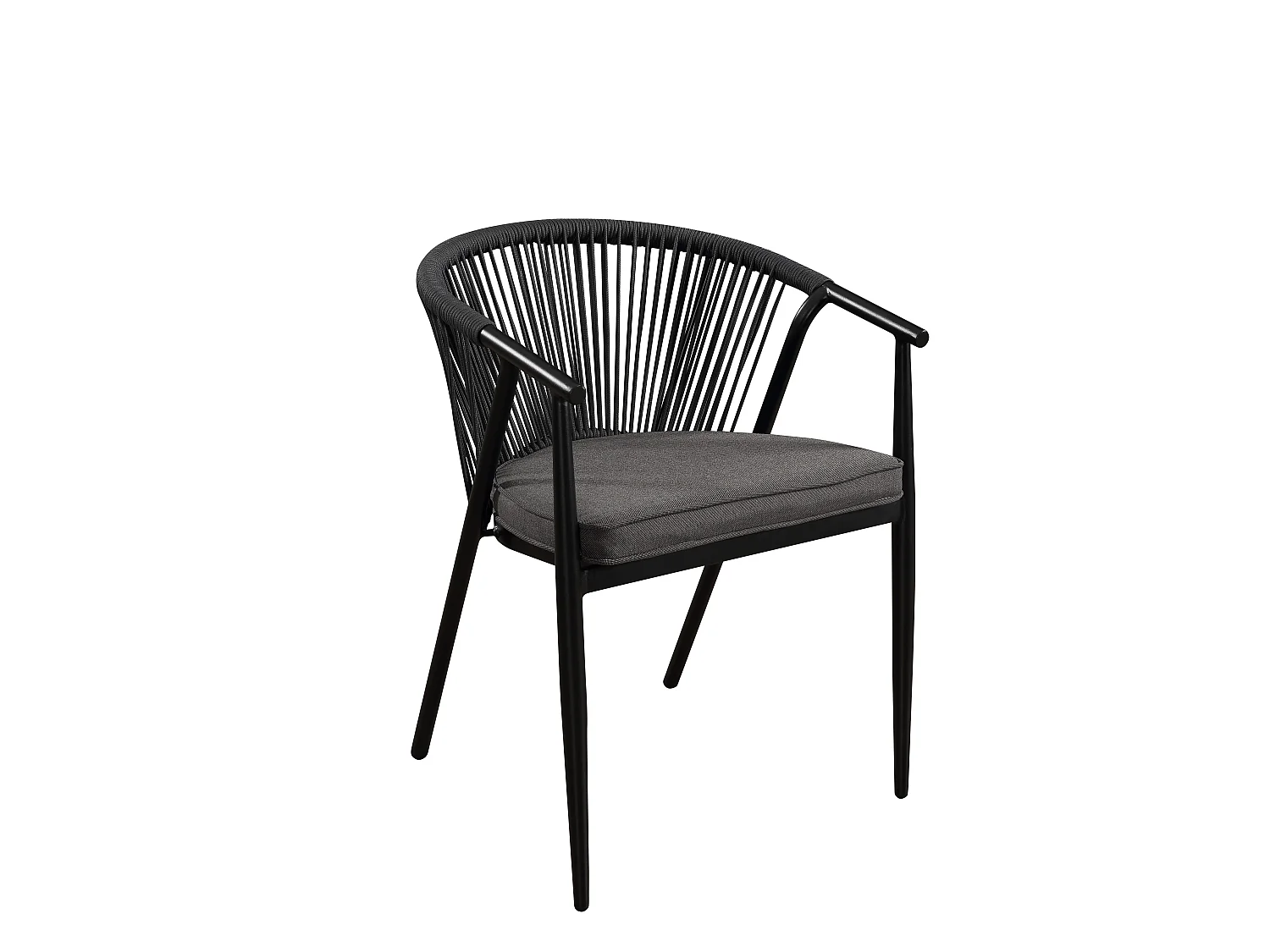 Lot de 2 fauteuils de jardin empilables en aluminium et cordes - Anthracite - PORTOFINO de MYLIA
