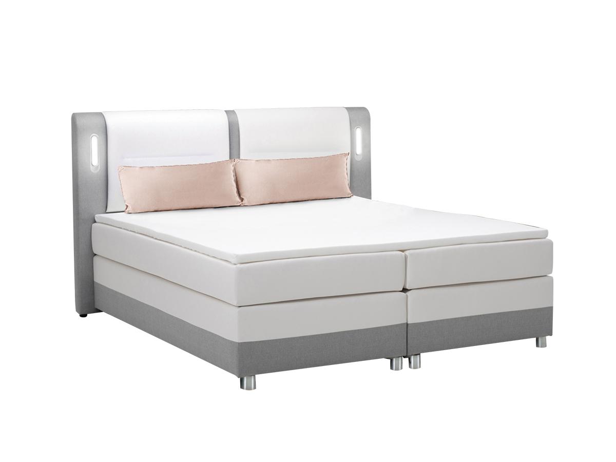 LED-Boxspringbett mit Kopfteil + Lattenroste + Matratzen + Topper - 160 x 2 günstig online kaufen