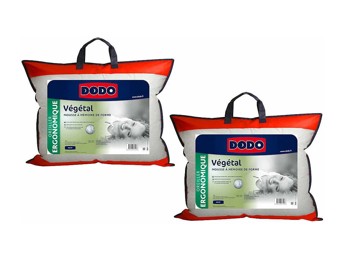 Zestaw 2 ergonomicznych poduszek z pamięcią kształtu DODO VEGETAL 45x70 cm
