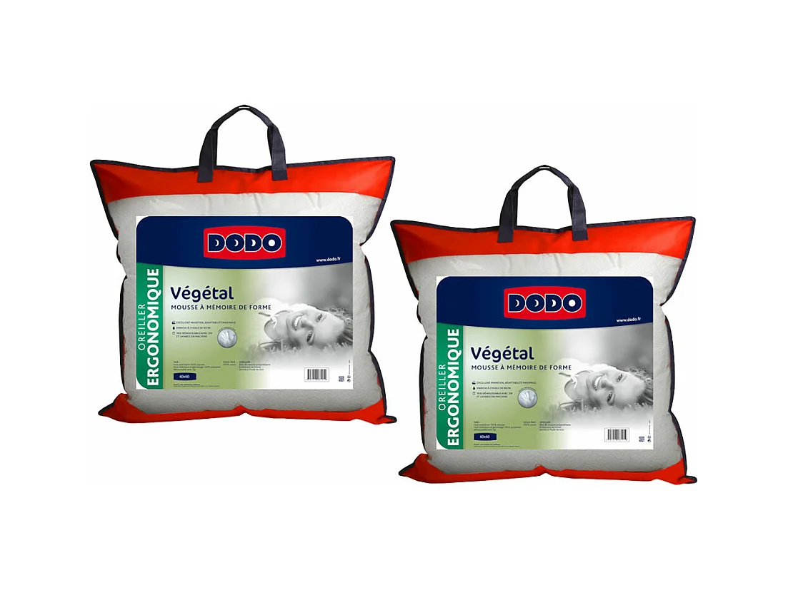 Ergonomisches Visco-Kopfkissen 2er-Set - 60 x 60 cm - DODO von VEGETAL