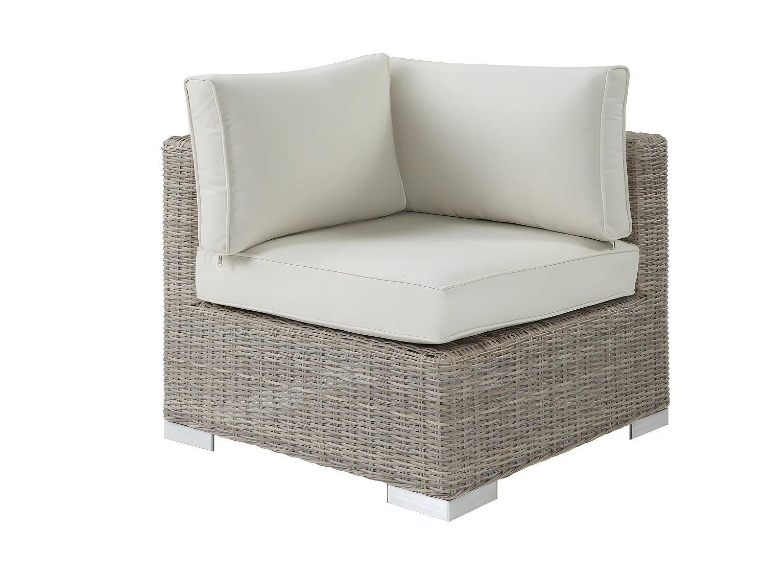 Poltrona da giardino in resina intrecciata con cuscini bianchi - BUSAN di MYLIA