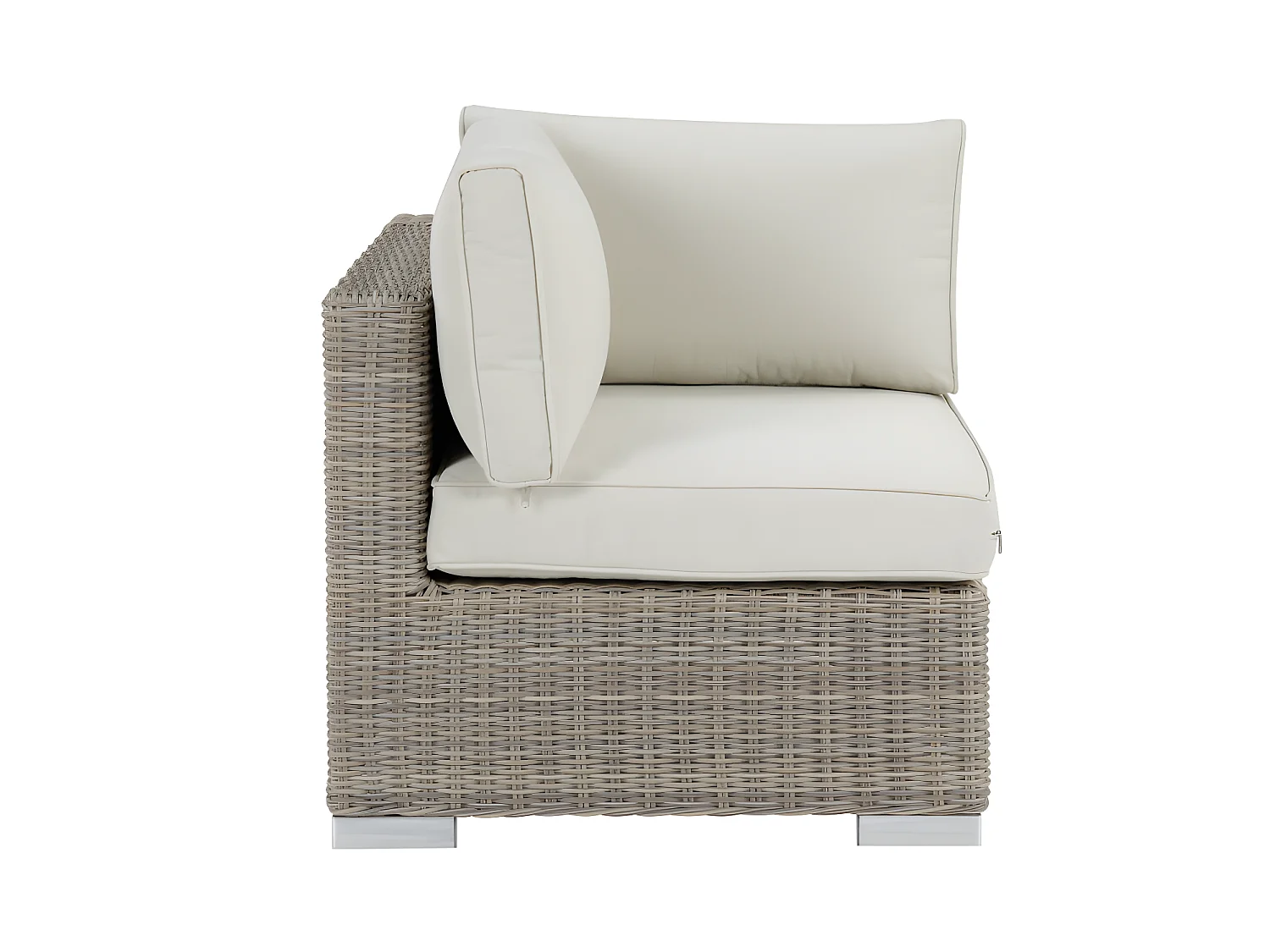 Eckelement 2er-Set für Gartensofa mit weißen Kissen - Polyrattan - BUSAN von MYLIA