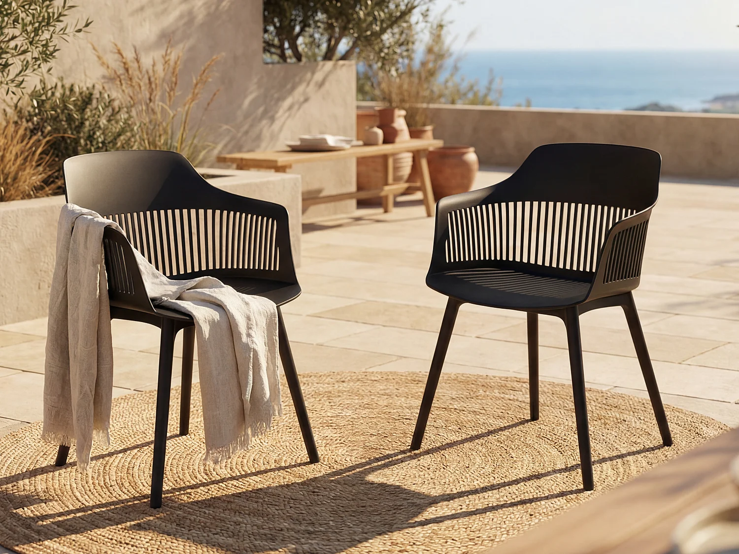 Lot de 2 fauteuils de jardin  en polypropylène - Noir - SOHO de MYLIA