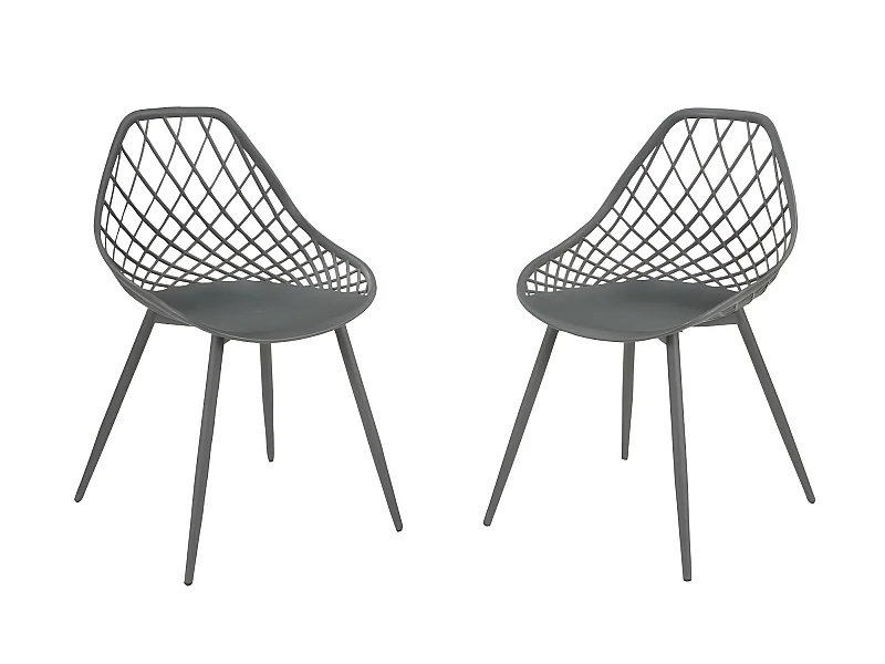 Zestaw 2 krzeseł ogrodowych  - Polipropylen - Antracyt - MALAGA
