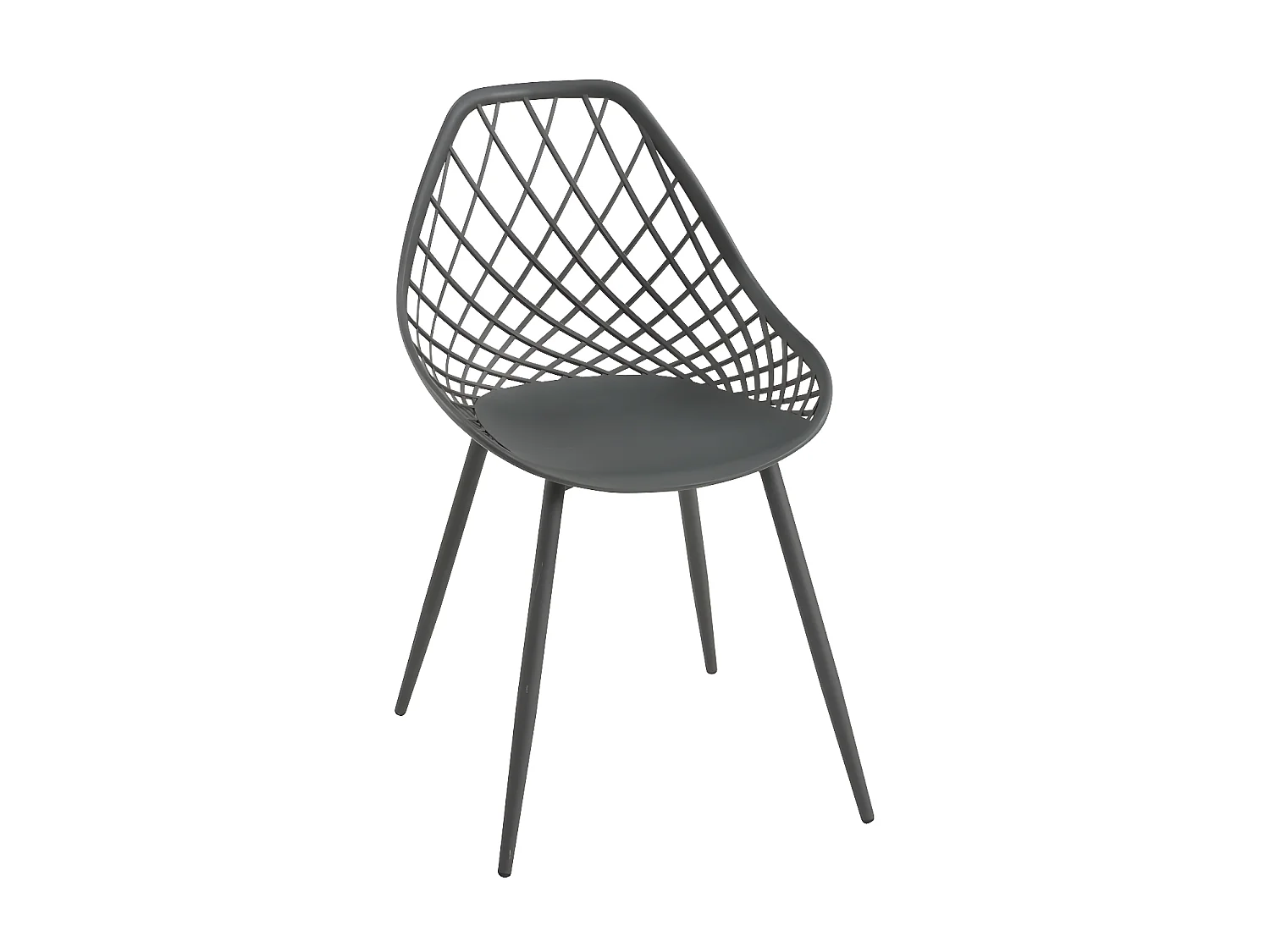 Set van 2 tuinstoelen van polypropyleen met metalen poten - Antraciet - MALAGA