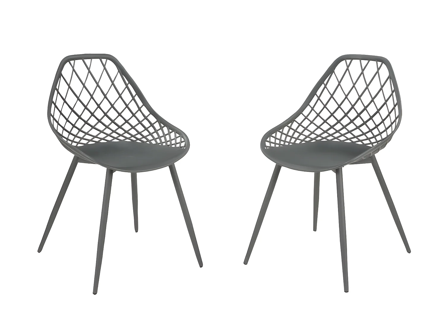 Set van 2 tuinstoelen van polypropyleen met metalen poten - Antraciet - MALAGA