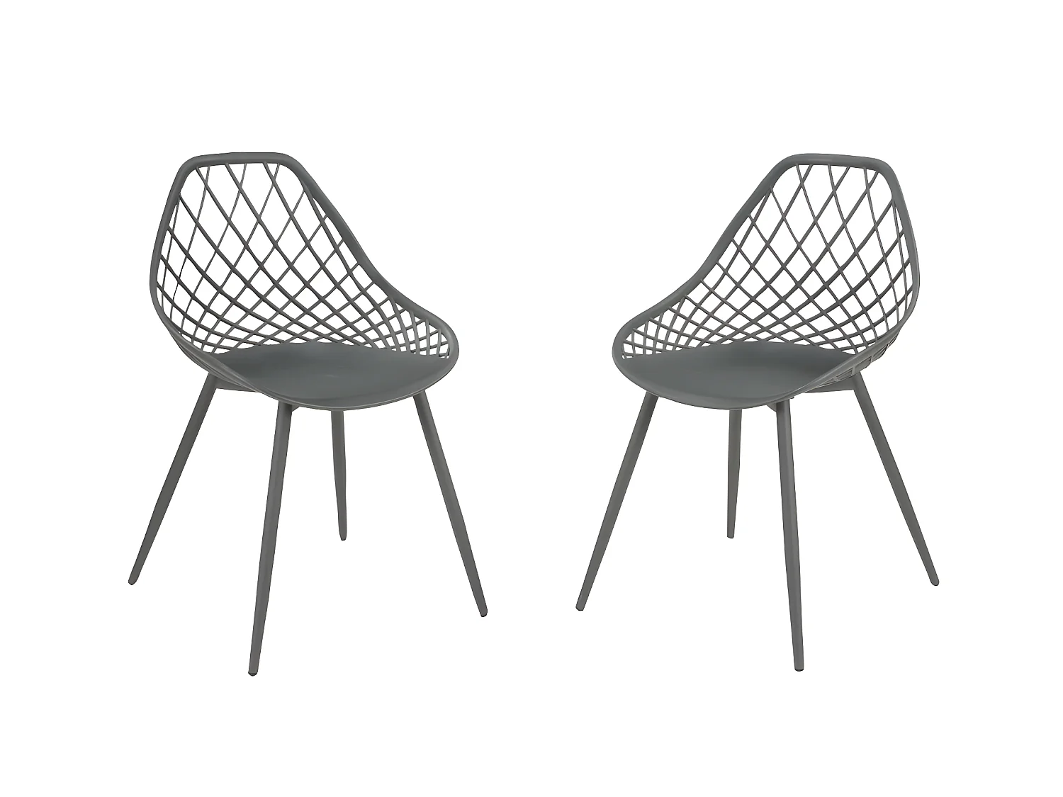 Lot de 2 chaises de jardin en polypropylène avec pieds en métal - Anthracite - MALAGA de MYLIA
