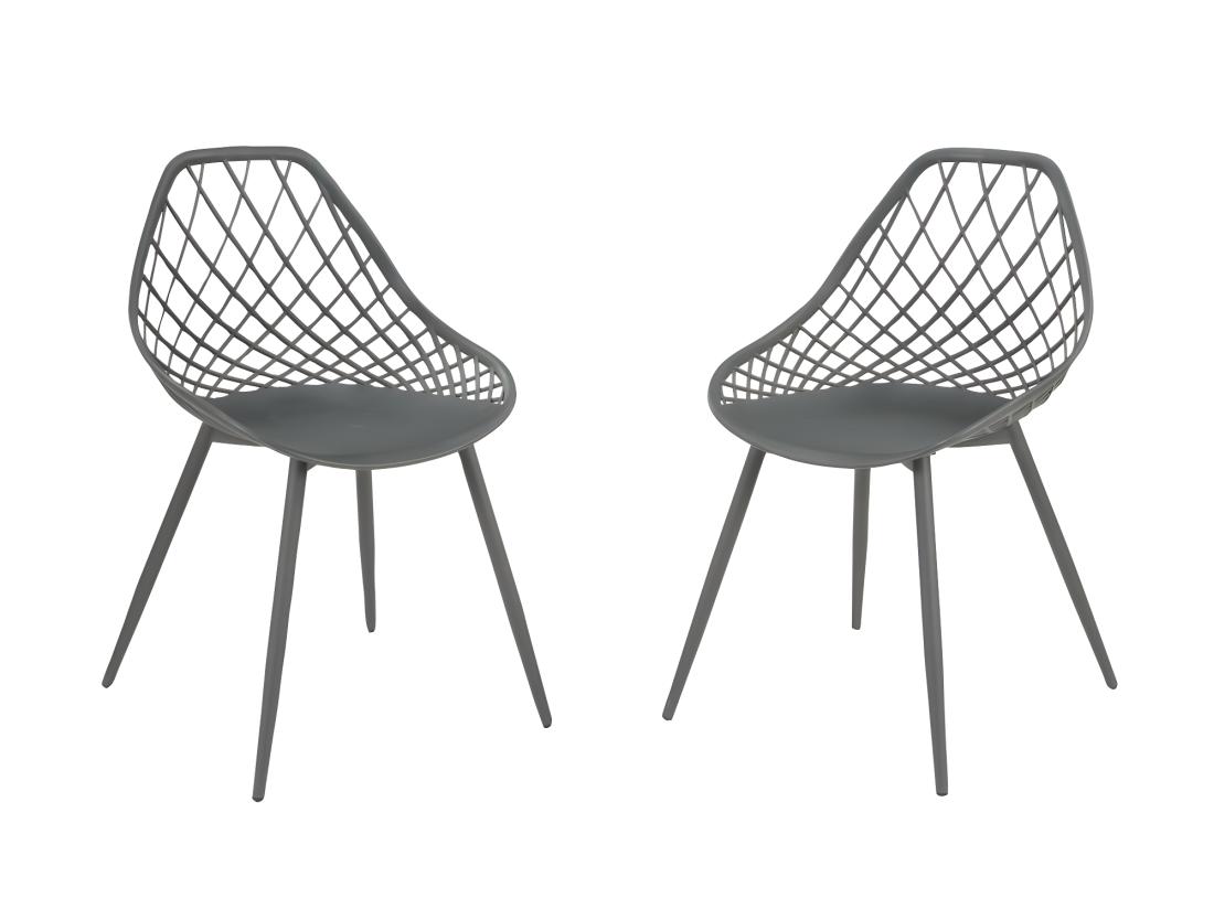 vente unique Lot de 2 chaises de jardin en polypropylène avec pieds en métal - Anthracite - MALAGA de MYLIA