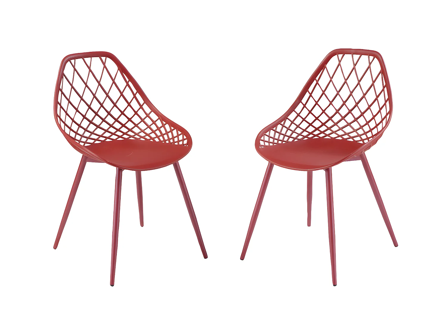 Lot de 2 chaises de jardin en polypropylène avec pieds en métal  - Terracotta - MALAGA de MYLIA
