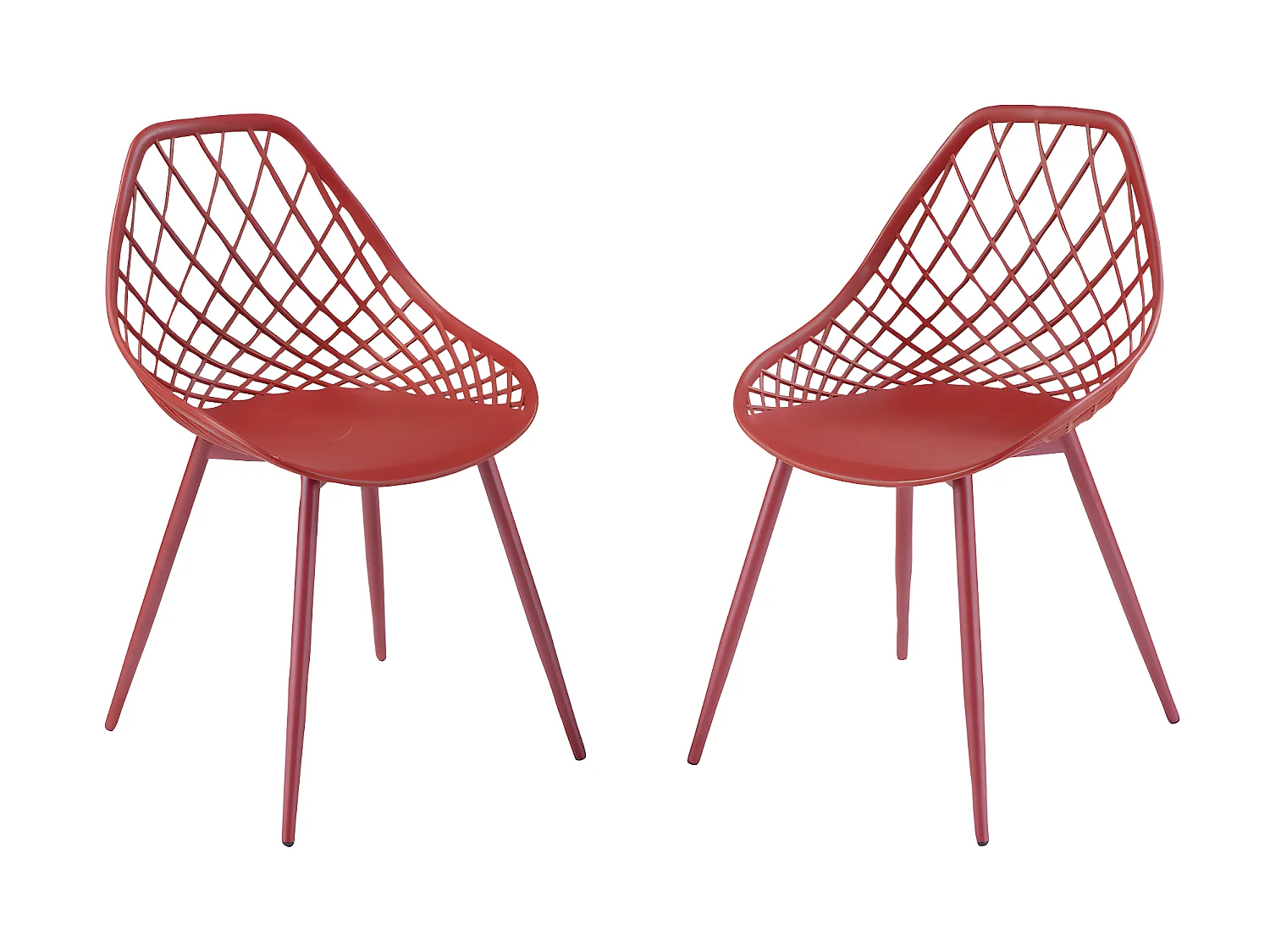 Set van 2 tuinstoelen van polypropyleen met metalen poten - Terracotta - MALAGA