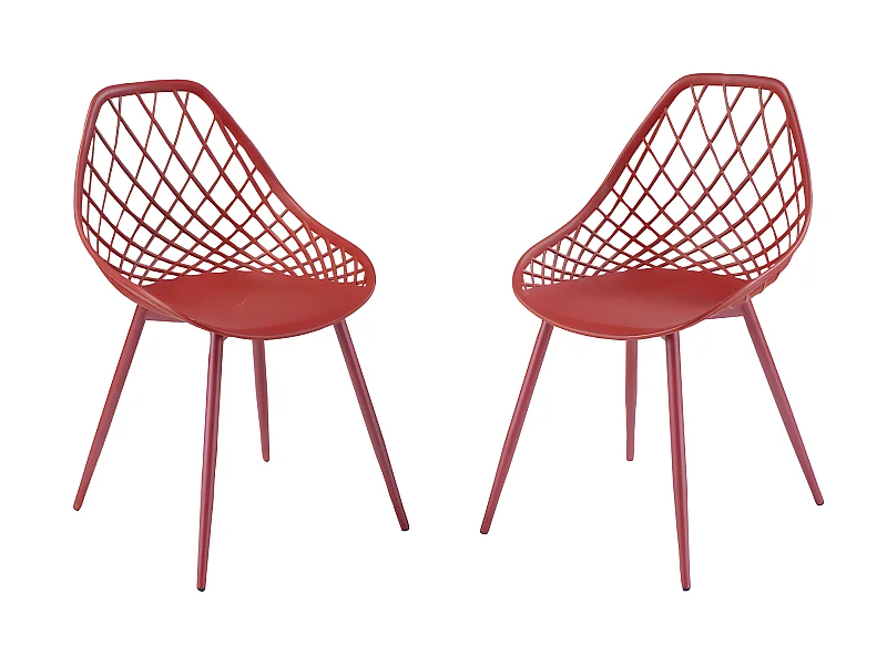 Zestaw 2 krzeseł ogrodowych  - Polipropylen - Czerwony - MALAGA