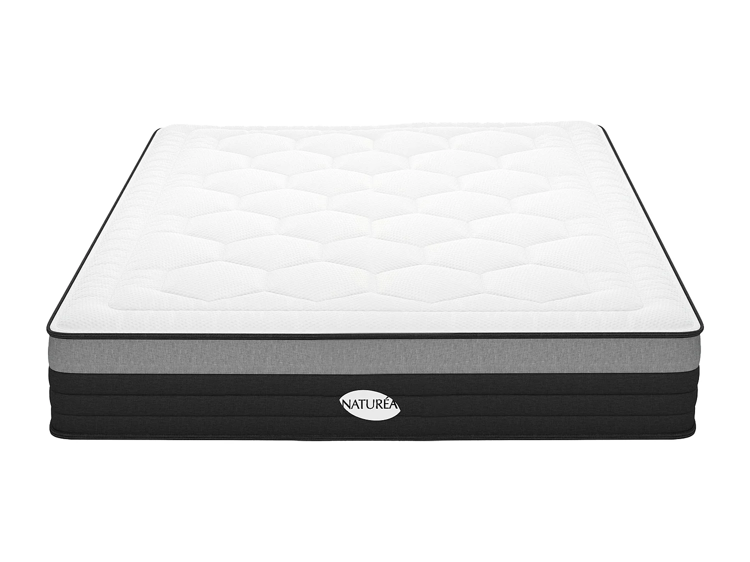 Sæt 160 x 200 cm boxmadras + hybrid madras med 7-zoners pocketfjedre og memory foam, tykkelse 25 cm - AMARANTE fra NATUREA