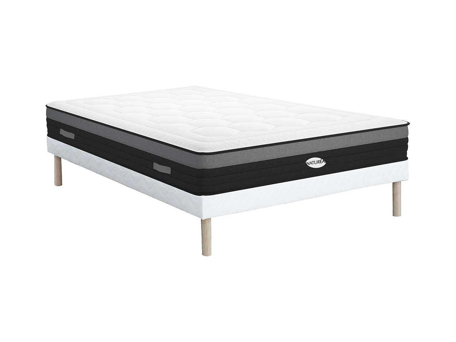 Visco-Taschenfederkernmatratze-Lattenrost-Set - 160 x 200 cm - Hybridmatratze - 7 Zonen - Stärke 25 cm - AMARANTE von NATUREA