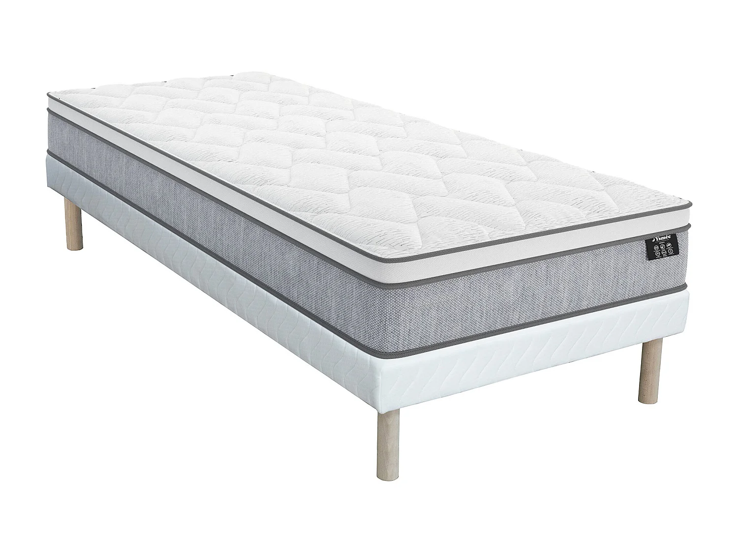 Ensemble 90 x 190 cm sommier + matelas ressorts ensachés ép.22cm - SERENITE de YSMÉE