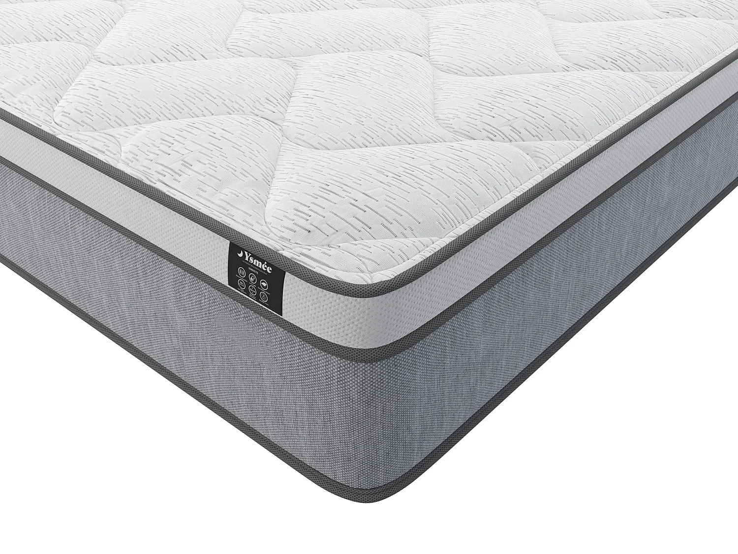 Ensemble 90 x 190 cm sommier + matelas ressorts ensachés ép.22cm - SERENITE de YSMÉE