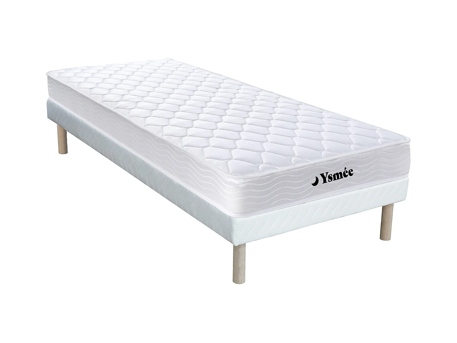 Ensemble 90 x 190 cm sommier + matelas ressorts et mémoire de forme ép.15cm - WOLKENLOS de YSMÉE