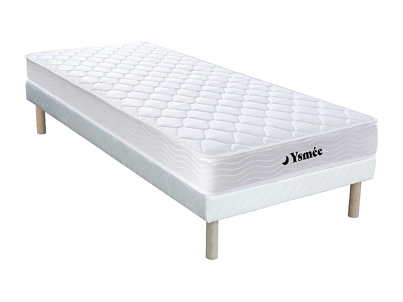 Ensemble 90 x 200 cm sommier + matelas ressorts et mémoire de forme ép.15cm - WOLKENLOS de YSMÉE