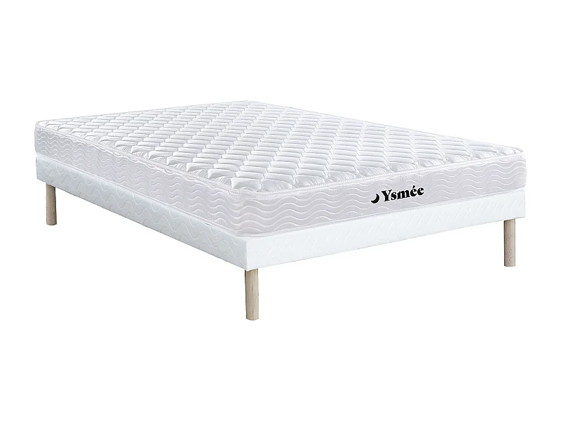 Ensemble 140 x 190 cm sommier + matelas ressorts et mémoire de forme ép.15cm - WOLKENLOS de YSMÉE