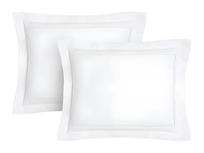 Kopfkissenbezug bestickt 2er-Set - 50x70 cm - Baumwollperkal - Weiß - CHARMY