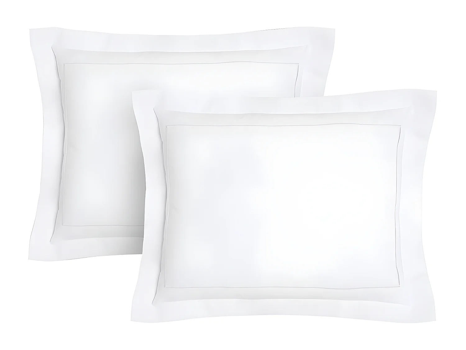 Lot de 2 taies d'oreiller percale de coton 80 fils/cm² - 50 x 70 cm - Blanc - CHARMY de PALACIO