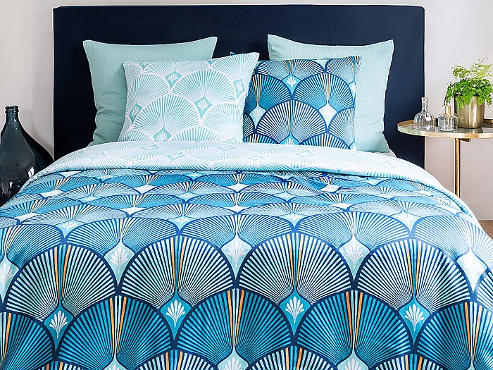 Juego cama satén SHELLY -edredón 220 x 240 cm + 2 fundas almohada 63 x