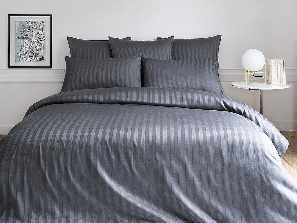 Bettwäsche - 220x240 cm + 2 Kissenbezüge 63x63 cm - Satin - Grau - ABILY