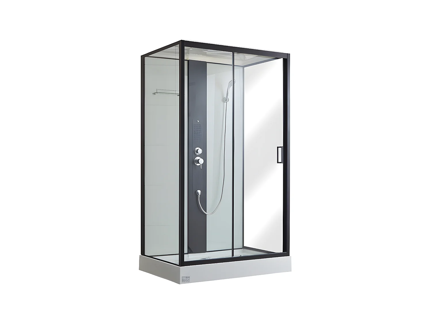 Douchecabine met massagestralen PRIMEA - 2 zones met massagestralen - L120 x D80 x H215 cm - Tropische regenfunctie en handdouchekop