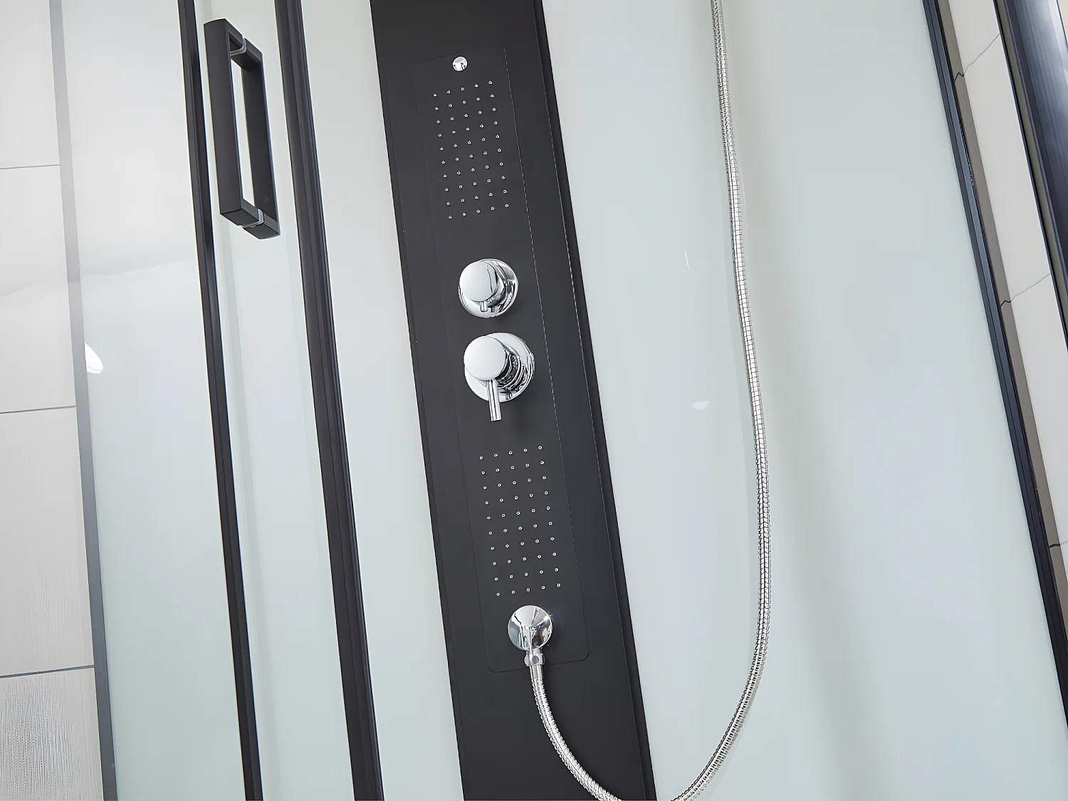 Cabine de duche de hidromassagem PRIMEA - 2 zonas com jatos de massagem - C120 x L80 x A215 cm - Função chuva tropical e cabeça de chuveiro