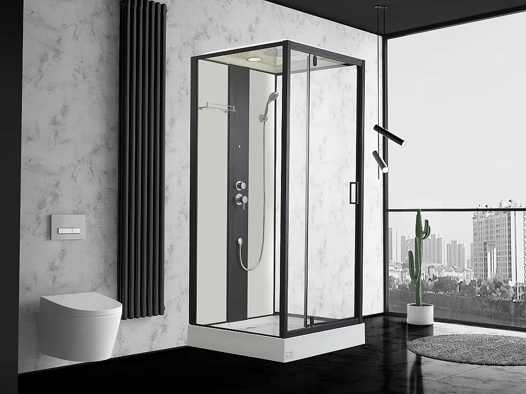 Cabine de douche hydromassante - 2 zones de jets de massage - L90 x P90 x H215 cm - pluie tropicale et douchette - PRIMEA