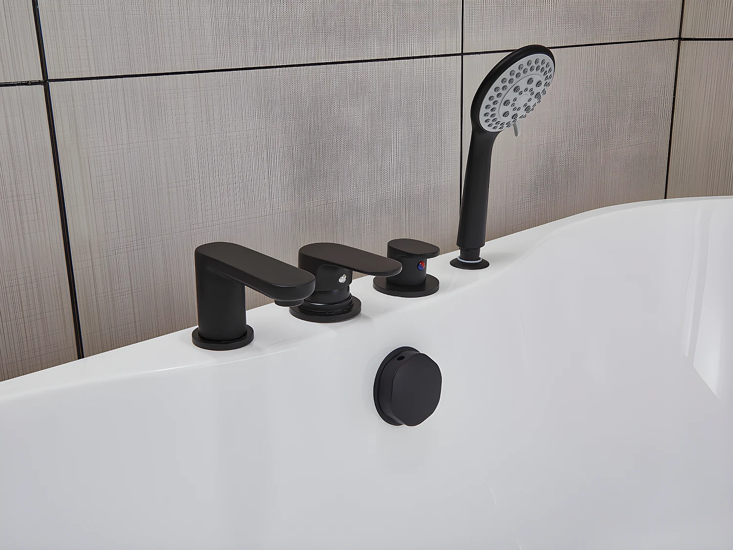 Freistehende Badewanne mit Armaturen - 195 L - B. 150 x T. 75 x H. 58 cm - Weiß - STEPONA