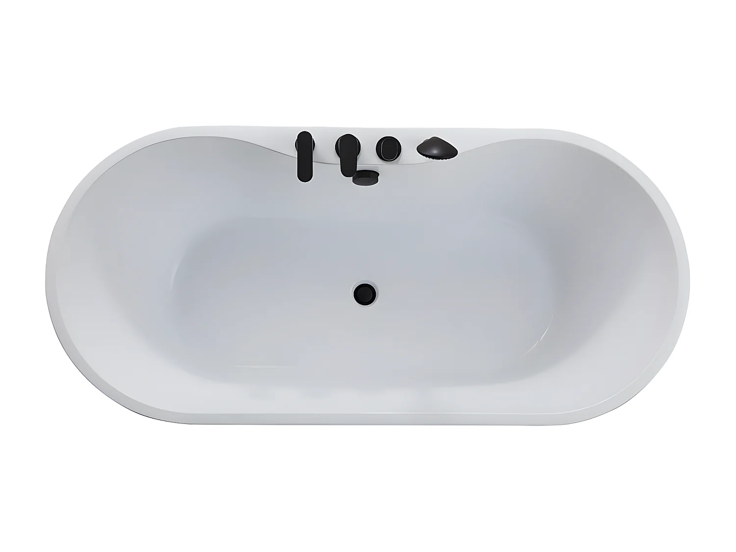 Freistehende Badewanne mit Armaturen - 195 L - B. 150 x T. 75 x H. 58 cm - Weiß - STEPONA