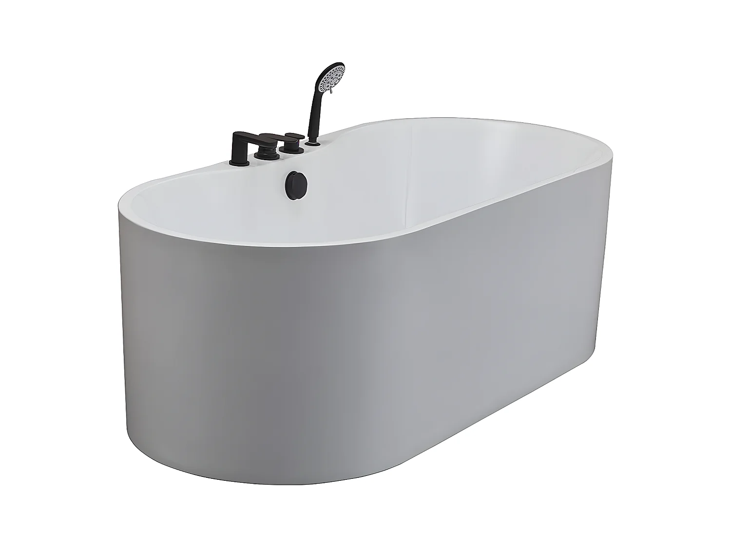 Baignoire îlot STEPONA avec robinetterie - 195 L - 150*75*58 cm - Blanche
