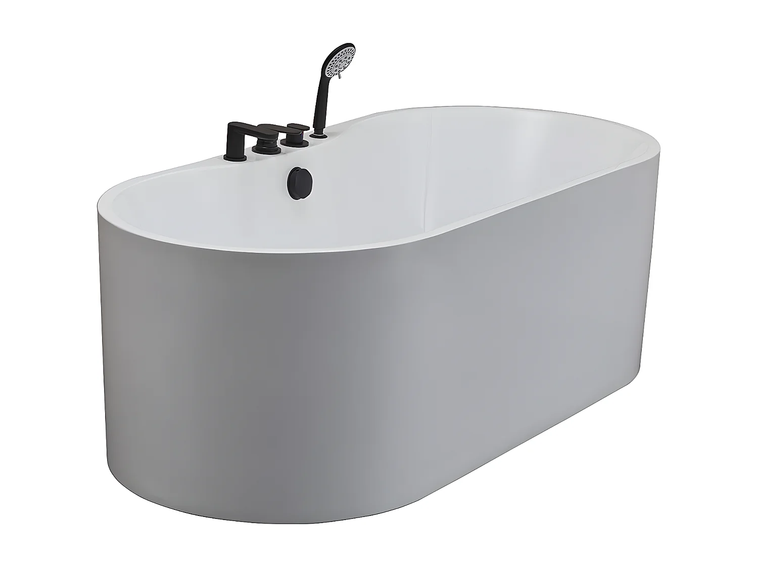 Baignoire îlot STEPONA avec robinetterie - 195 L - 150*75*58 cm - Blanche