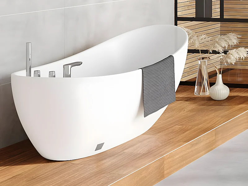 Freistehende Badewanne - 150 x 75 x 70 cm - 220 L - Weiß - NATALIA