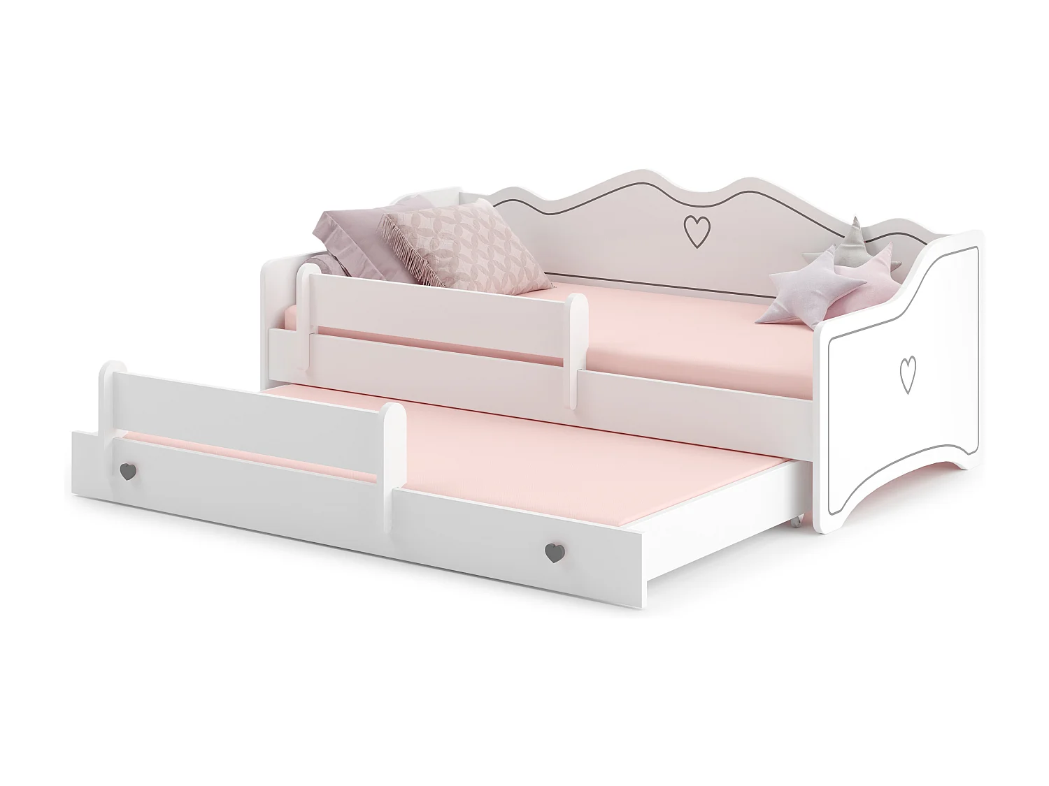 Cama dupla 160 x 80 com colchões e estrados incluídos Kobi Emma Grey
