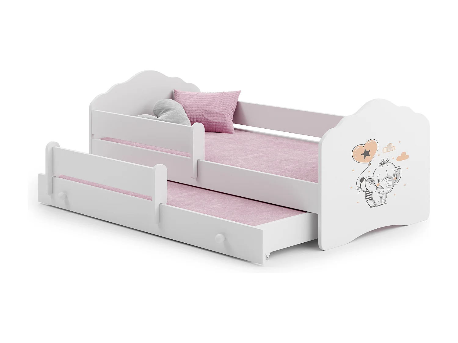 Cama dupla 160 x 80 com colchões e estrados incluídos Kobi Wave Elephant