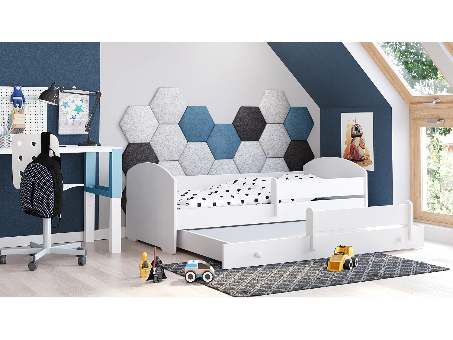 Cama dupla 160 x 80 com colchões e estrados incluídos Kobi Luk